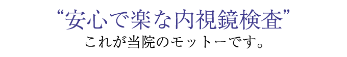 安心で楽な内視鏡検査、これが当院のモットーです。